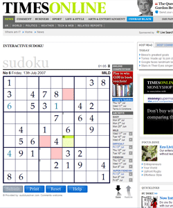 Times Online Interactive Sudoku