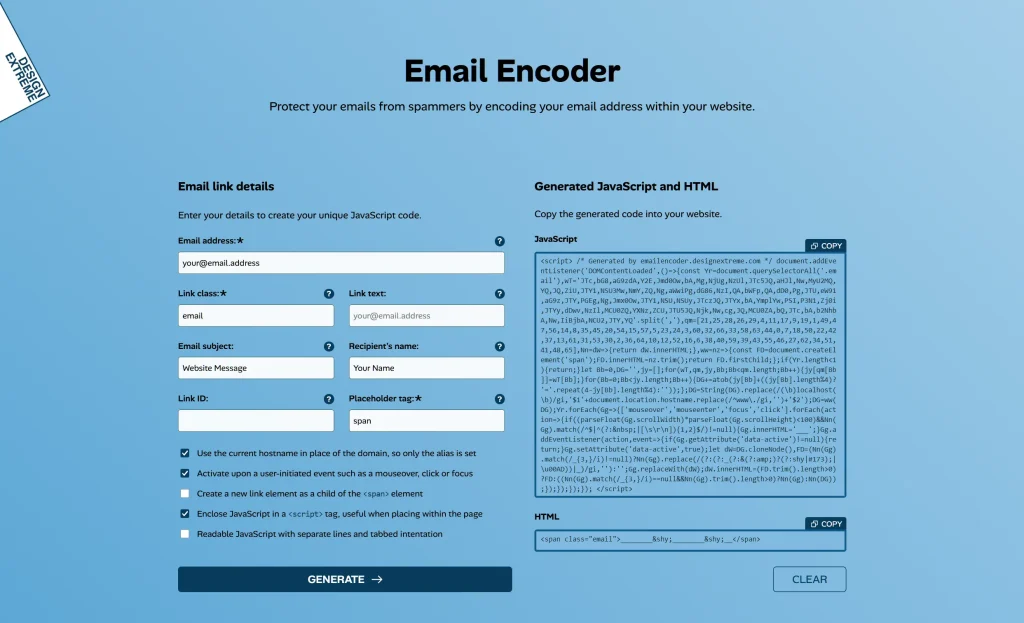 Email Encoder page