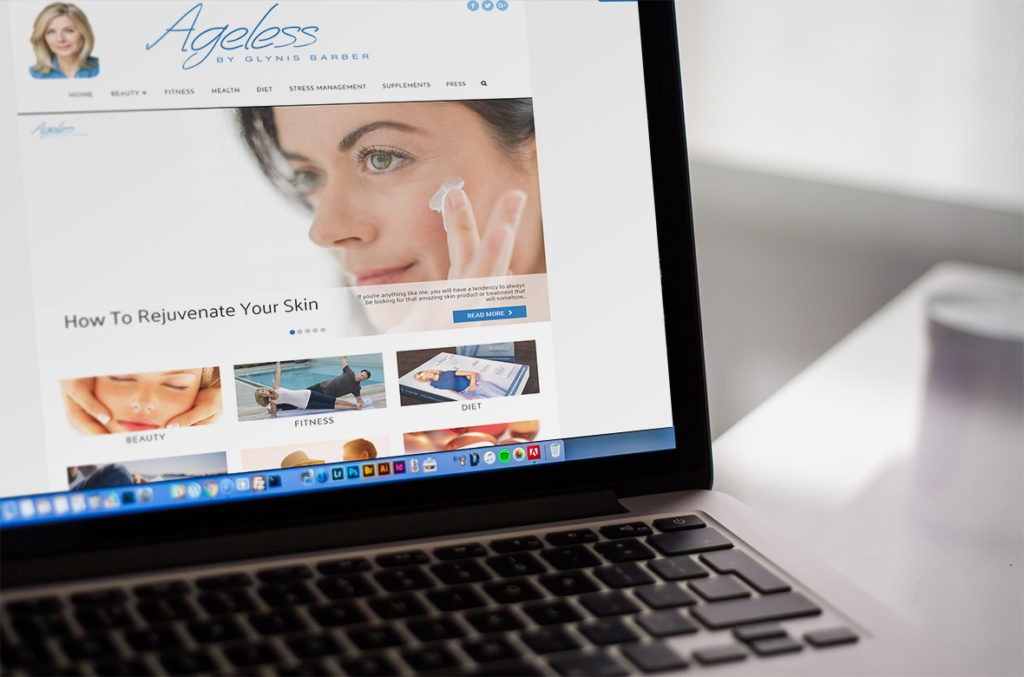 New Ageless By Glynis Barber Website on Laptop