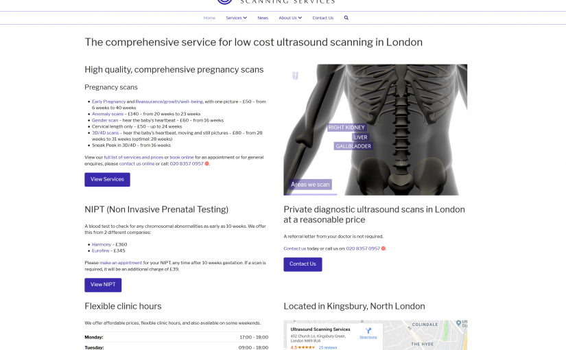 New WordPress website: Ultrasound Services